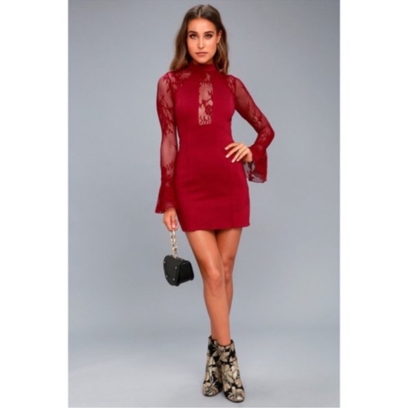 Free People Dresses & Skirts - Free People Red It's Now or Never Illusion
Mini Dress Small